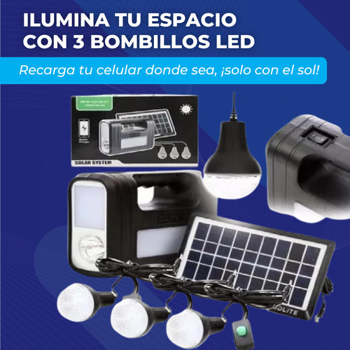 Kit Panel Solar 3 Bombillos Lampara Led