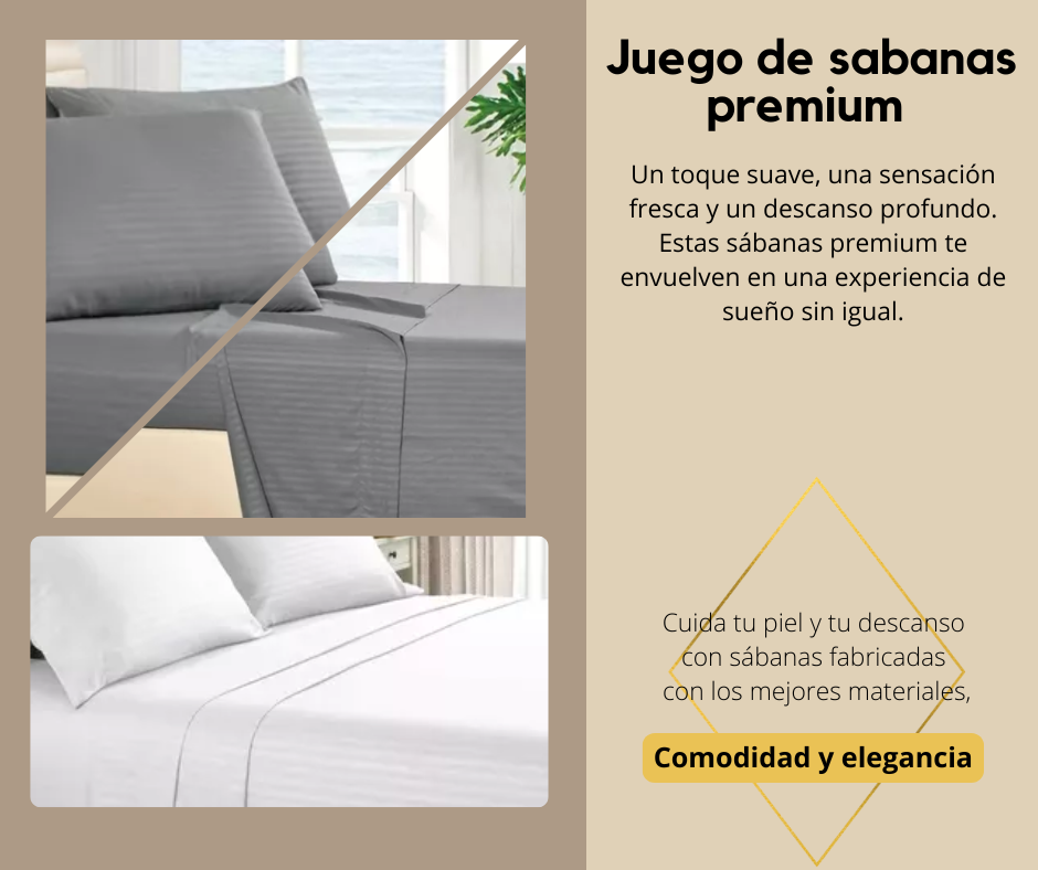 Juego Sábanas Algodón 180 Hilos Premium